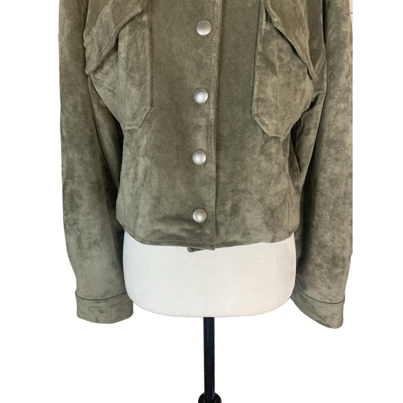 BlankNyc Faux Suede Crop Trucker Jacket In Rosemary - Picture 9 of 13
